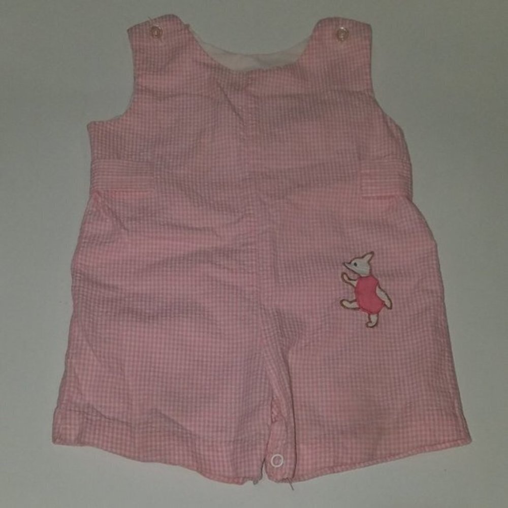 VTG Disney Sears Piglet Romper Baby 18 Months Pooh Collection Pink White Gingham